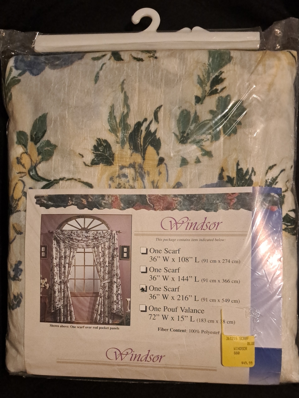 Windsor Blue and Yellow Floral Scarf Window Panel